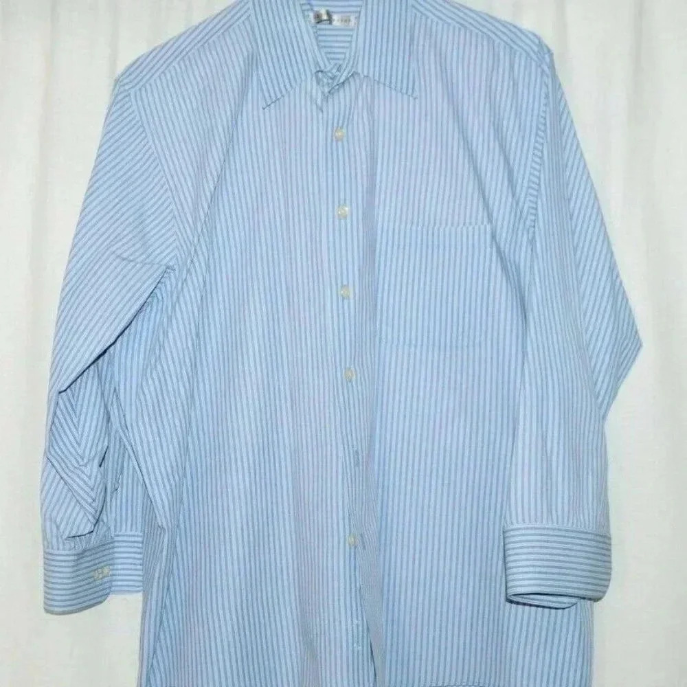 Geoffrey Beene Blue Stripe Wrinkle Free XL 17.5